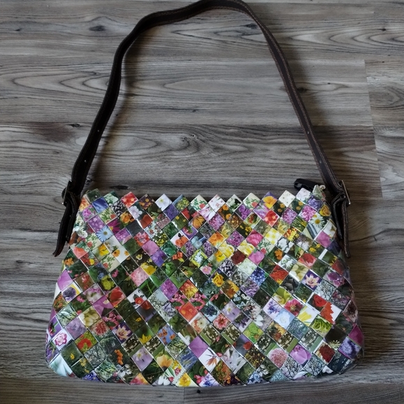 Nahui Ollin Handbags - Vintage Nahui Ollin Floral Candy Wrapper Handbag Bag Purse 90s